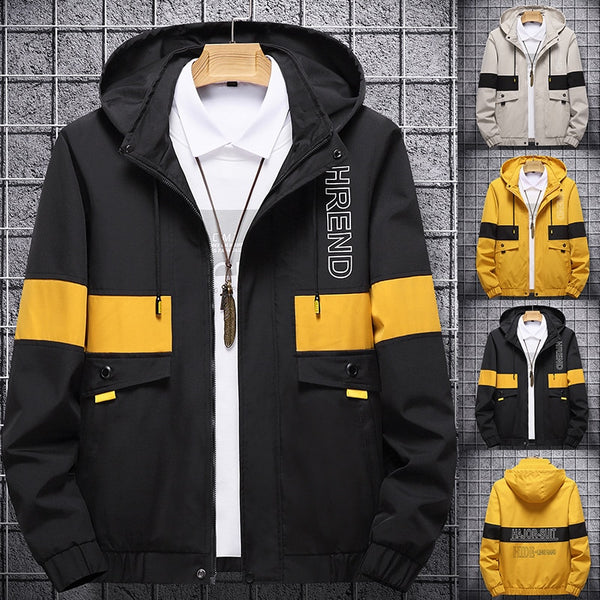 Chaqueta de Béisbol Casual Coreana para Hombre con Capucha y Bordado