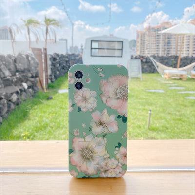 Funda para teléfono con flores y fondo verde - Image 3