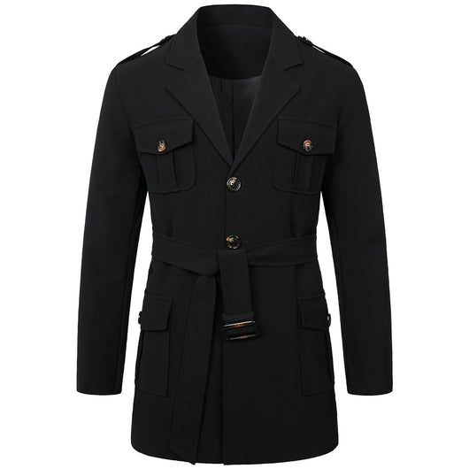 Abrigo Trench Casual de Largo Medio para Hombre - Traje Versátil - Image 7