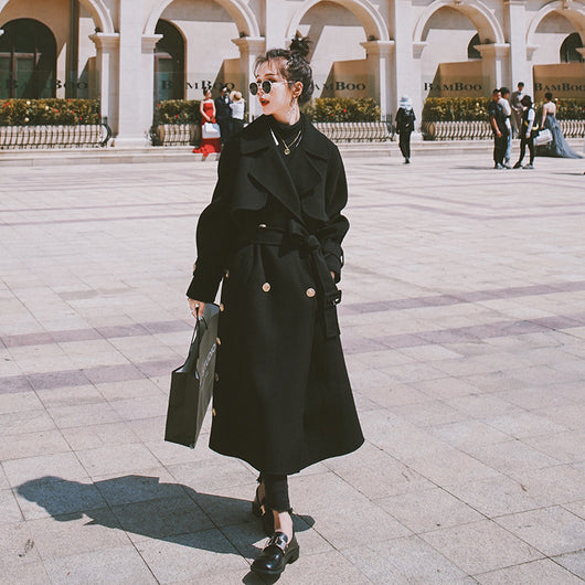 Abrigo de Lana Hepburn Negro - Diseño Estilizador para Mujer - Image 7