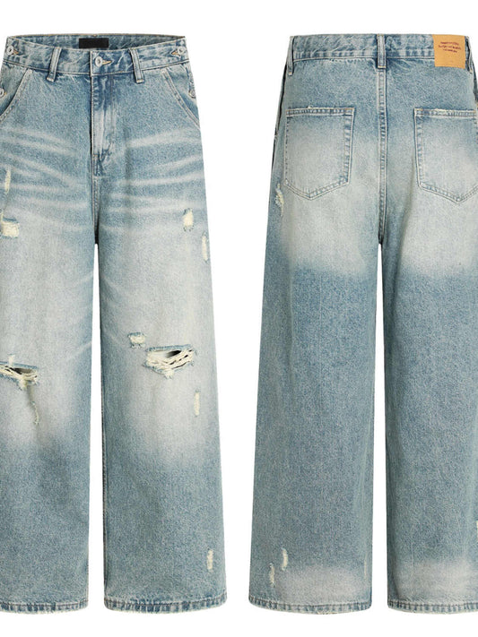 Jeans Rectos Holgados con Rotos Lavado Agua - Verano - Image 2