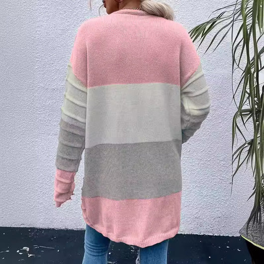 Cardigan Rayado de Moda para Mujer con Bolsillos Grandes - Abrigo Versátil Otoño Invierno - Image 4