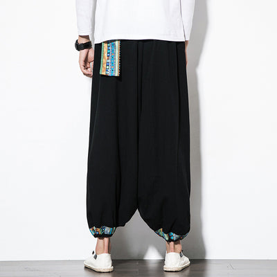 Pantalones Anchos Étnicos Nepaleses con Tirantes Retro para Hombre - Image 10