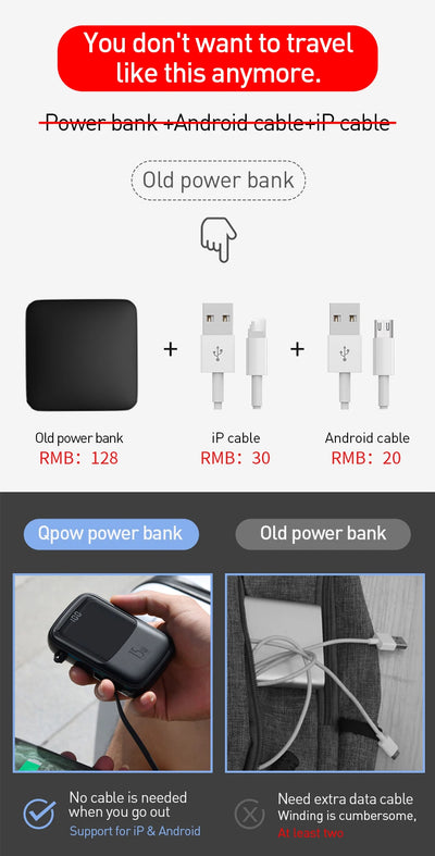 Banco de Energía Portátil con Pantalla Digital - Carga Rápida 3A USB-C para iPhone y Android - Image 6