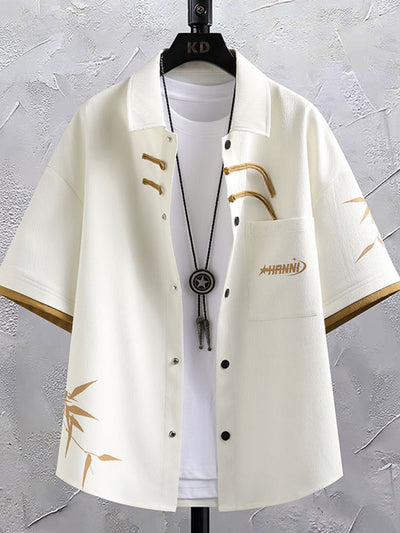 Conjunto de Traje Estilo Chino para Hombre - Camisa Manga Corta y Shorts Verano - Image 3