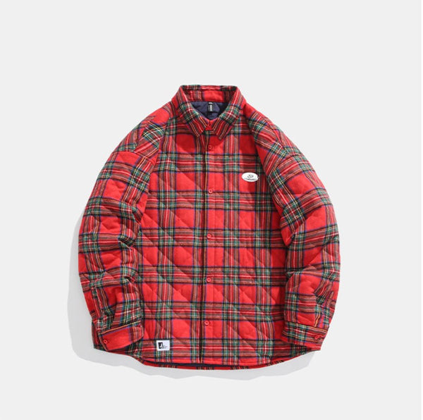 Chaqueta de Algodón Grueso a Cuadros para Hombre - Corte Relajado y Cálido