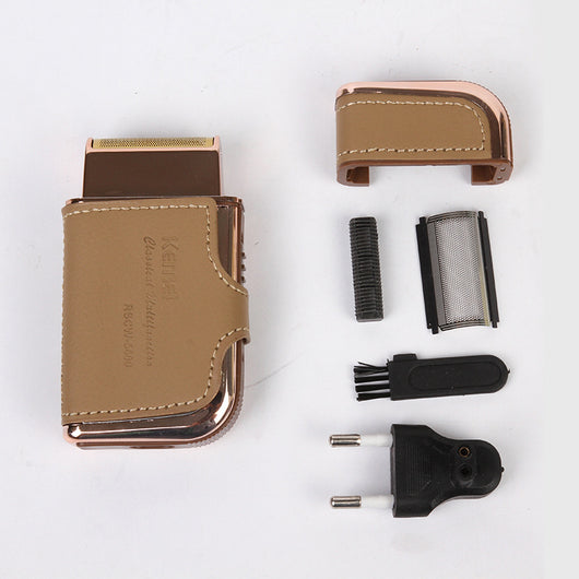 Estuche Doble de Cuero para Afeitadora Eléctrica