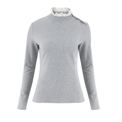Blusa de Encaje con Cuello Redondo y Diseño de Hebillas en Hombros - Image 4