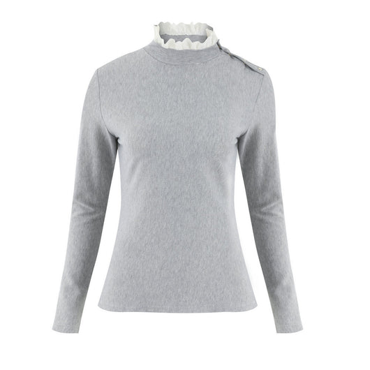 Blusa de Encaje con Cuello Redondo y Diseño de Hebillas en Hombros - Image 4