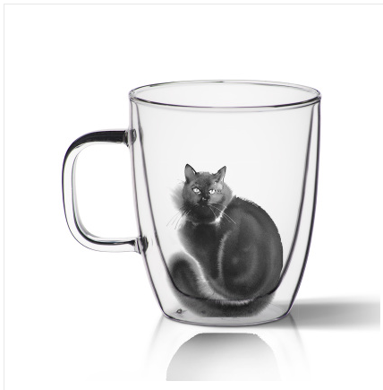 Taza Térmica de Vidrio Soplado con Diseño de Gato - Doble Aislamiento - Image 5