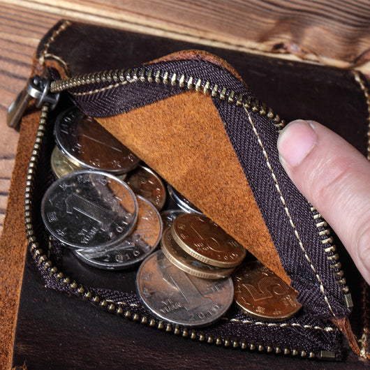 Monedero Ejecutivo de Cuero Genuino Estilo Retro
