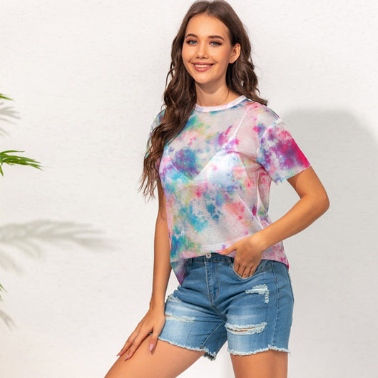 Blusa Semitransparente con Estampado y Cuello Redondo - Image 2