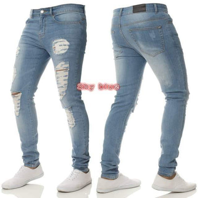 Pantalones Jeans Talla Grande para Hombre en Azul Gris - Image 7