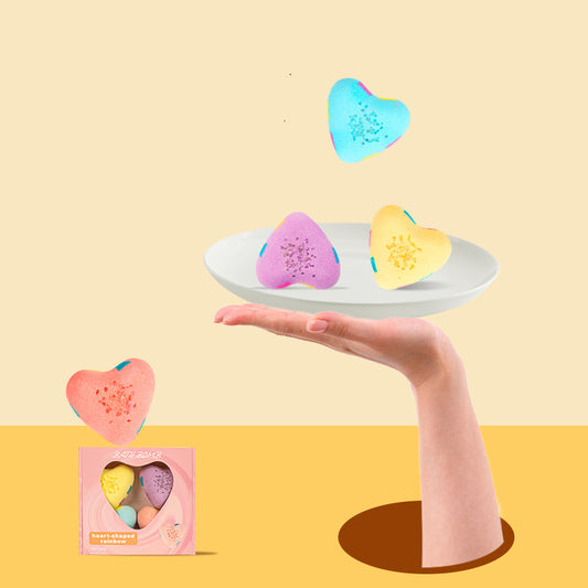 Bombas de Baño Arcoíris con Forma de Corazón