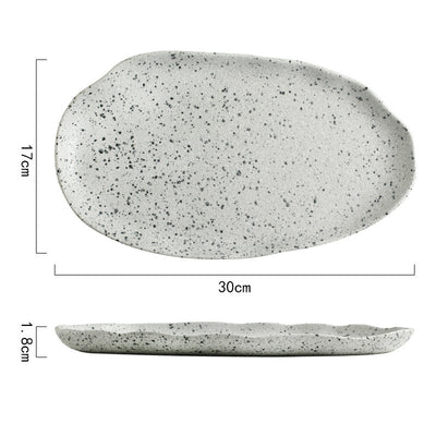 Plato de Cerámica Hoja de Loto con Patrón Granito Nórdico - Image 7