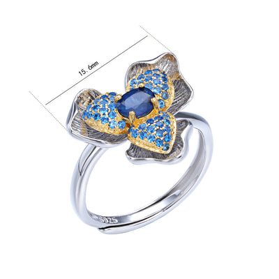 Anillo de Plata 925 con Zafiro y Diseño Floral Exclusivo para Mujer - Image 13
