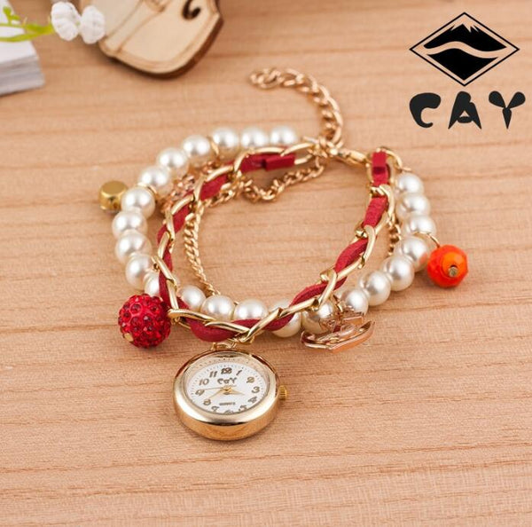 Reloj Pulsera Dama Perla y Ancla - Diseño Circular Elegante