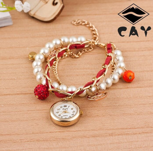 Reloj Pulsera Dama Perla y Ancla - Diseño Circular Elegante - Image 2