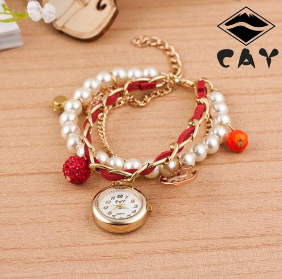 Reloj Pulsera Dama Perla y Ancla - Diseño Circular Elegante