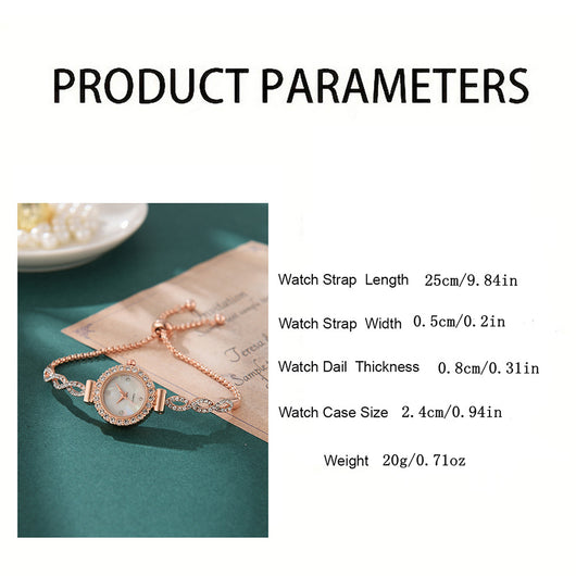 Reloj de Mujer con Diamantes Redondo de Moda con Pulsera Ajustable - Image 18