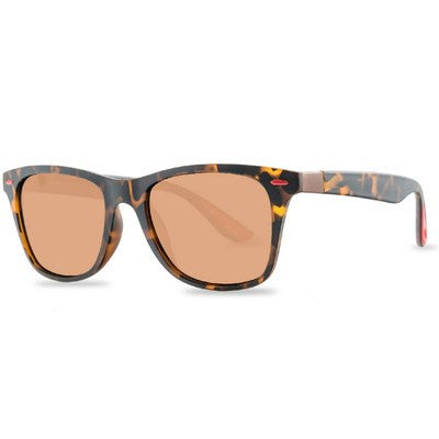 Black frame polarized sunglasses with blue mirrored lenses and blue and red accents on the temples. - Image 2