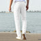 Men's Linen and Cotton Pants with Adjustable Elastic Waist