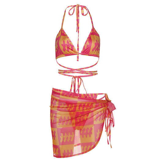 Bikini de Tres Piezas con Halter para Playa