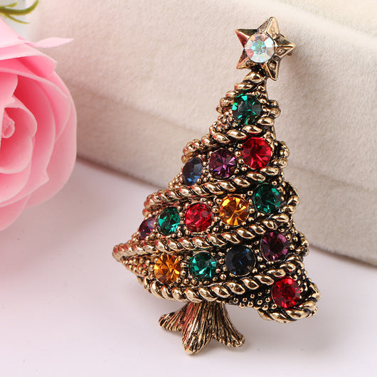 Broche Vintage de Árbol Navideño con Diamantes - Image 3