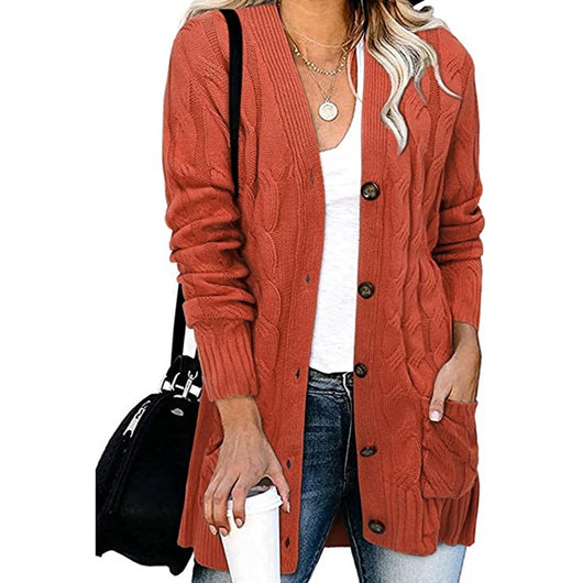 Abrigo Tejido Casual con Botones para Mujer - Otoño e Invierno - Image 3