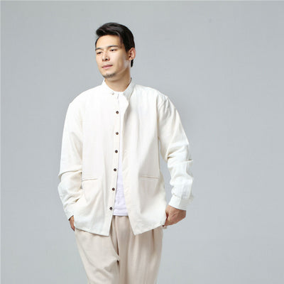 Camisa Suelta de Manga Larga con Cuello Alzado para Hombre - Image 17