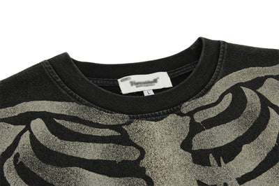 Camiseta de Algodón Lavada Estilo Vintage con Calavera para Hombre - Image 5