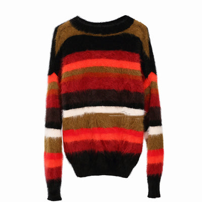 Suéter Holgado Cuello Redondo con Bufanda Combinada de Colores - Image 3