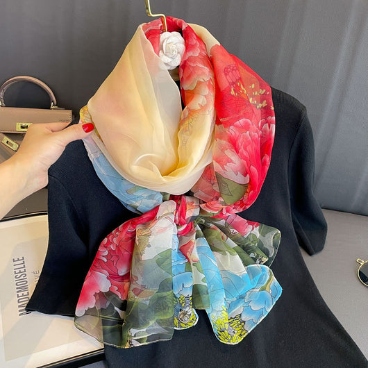 Pañuelo de Seda Peonía Largo para Mujer con Protección Solar - Image 2