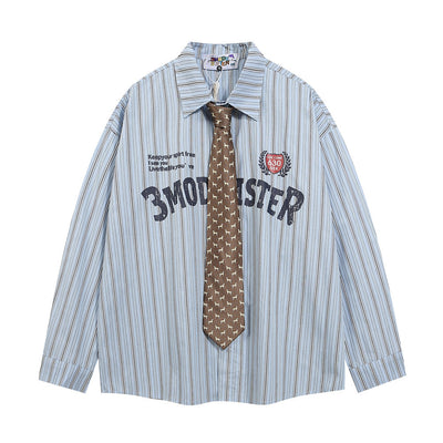 Camisa Manga Larga Estampado Letras con Rayas Verticales para Hombre - Image 2