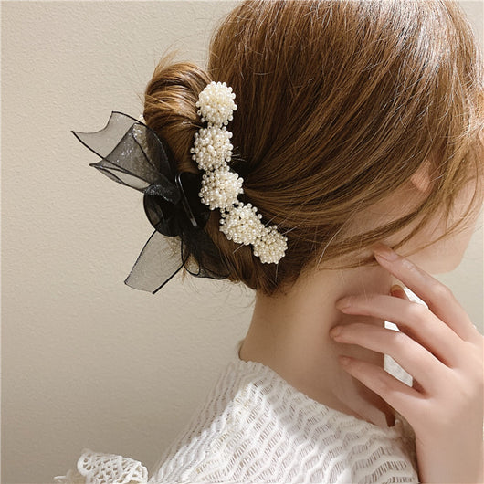 Pinza Claw de Perlas Coreana - Accesorio Cabello Otoño