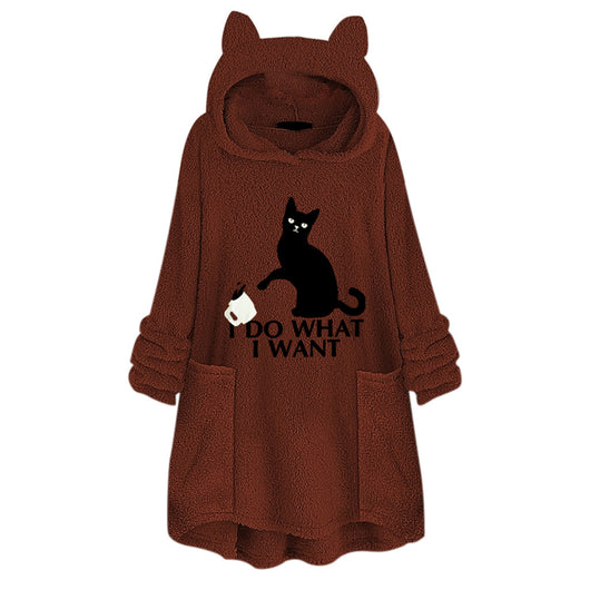 Suéter Reversible de Terciopelo con Capucha y Estampado de Gato - Image 14