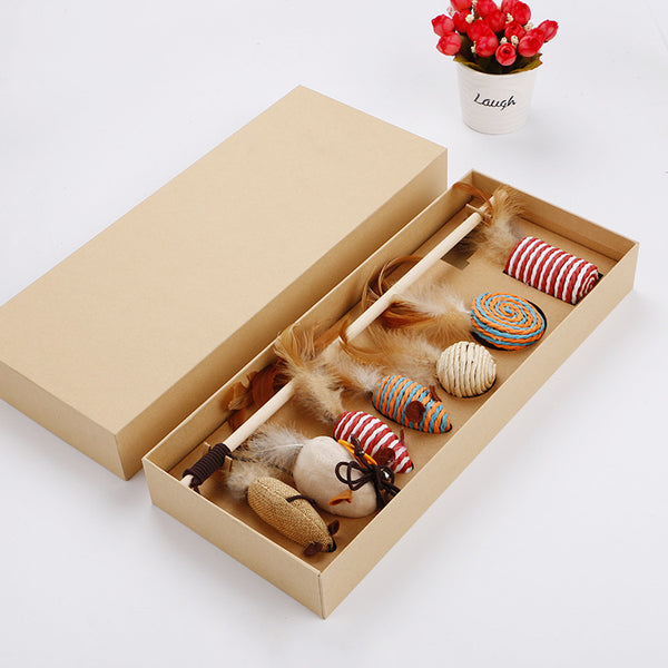 Set Completo de Juguetes Interactivos para Gatos con Plumas y Campanas