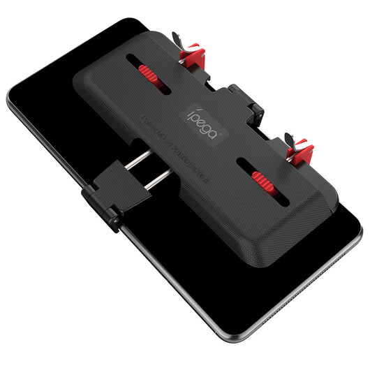 Black ipega mobile phone game controller with red trigger buttons attached to a smartphone playing a battle royale game. - Image 6