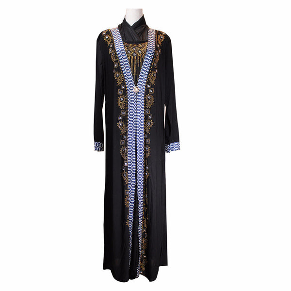 Vestido Beige Bordado Elegante para Ramadán Islámico - Image 3