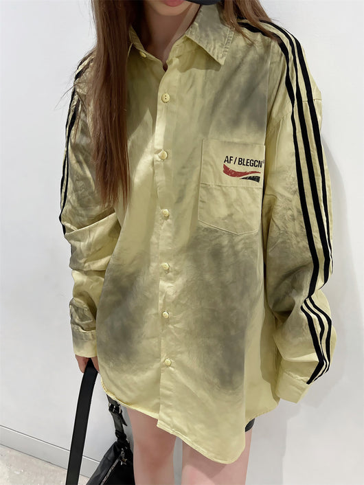 Camisa Desgastada Casual Holgada para Hombre y Mujer Primavera Otoño - Image 12