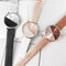 Reloj de moda para mujer en oro rosa con correa de cuero