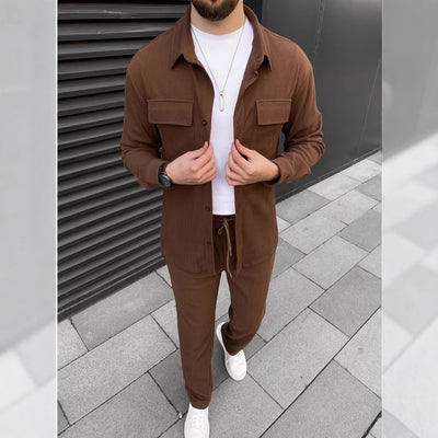 Traje Casual de Pana para Hombre - Camisa y Pantalón Coordinado - Image 14