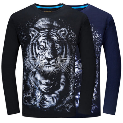 Playera de Manga Larga Estampado Tigre Blanco - Image 2