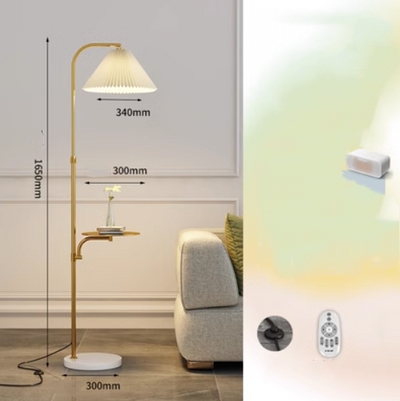 Lámpara de Pie para Sala con Pantalla Plisada y Base de Madera Maciza - Image 37
