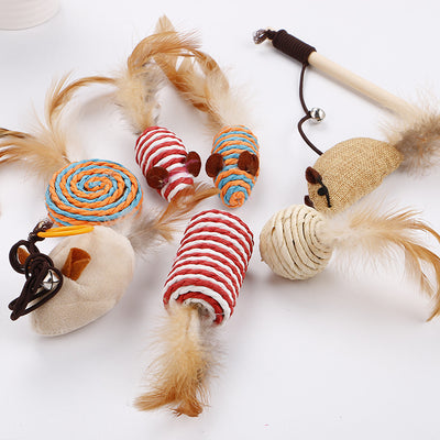 Set Completo de Juguetes Interactivos para Gatos con Plumas y Campanas - Image 4