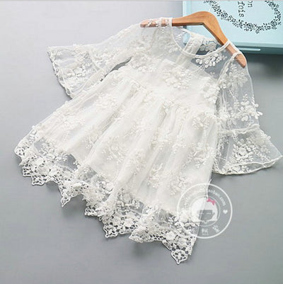 Vestido Infantil Princesa Coreano con Encaje y Mangas Trompeta - Image 6