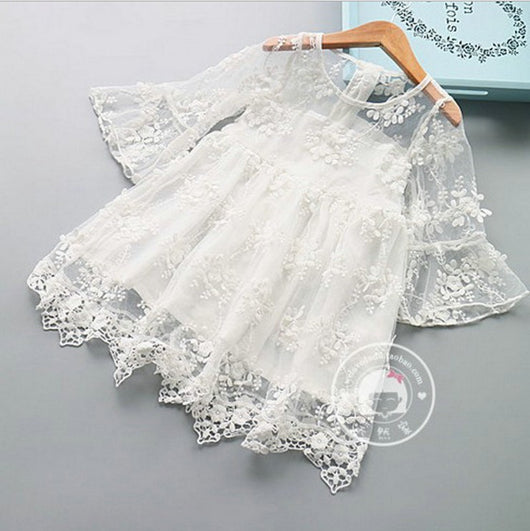 Vestido Infantil Princesa Coreano con Encaje y Mangas Trompeta - Image 6