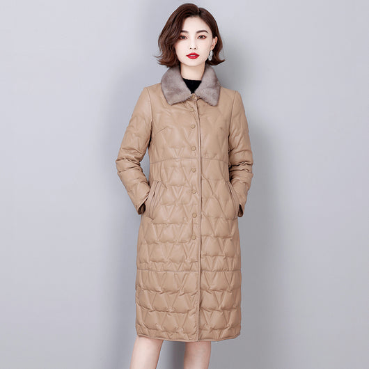 Abrigo de Cuero de Oveja con Cuello de Visón para Invierno - Image 15