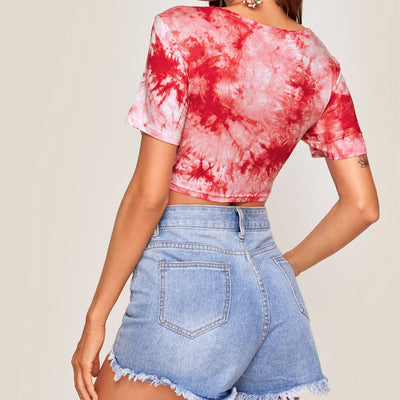 Blusa Corta Tie-Dye Estilo Europeo con Diseño Ombligo Descubierto - Image 13