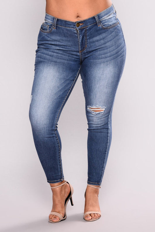 Pantalones Vaqueros Elásticos con Rotos para Mujer - Image 2